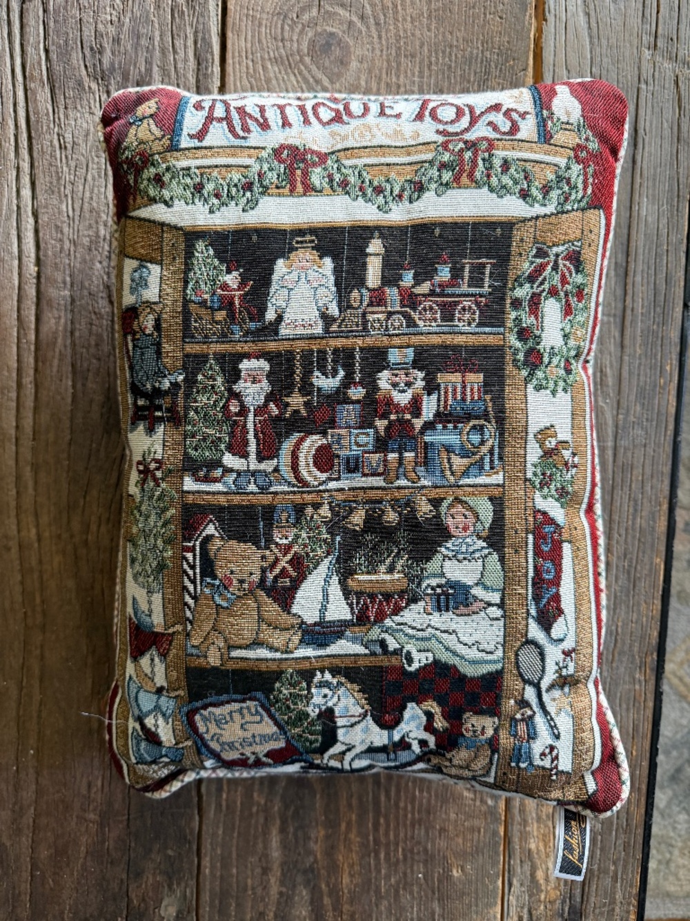 Fieldcrest Antique Toys Christmas Tapestry Throw/Accent Pillow